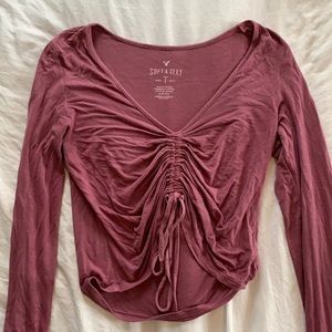 American eagle long sleeve scrunch front tee